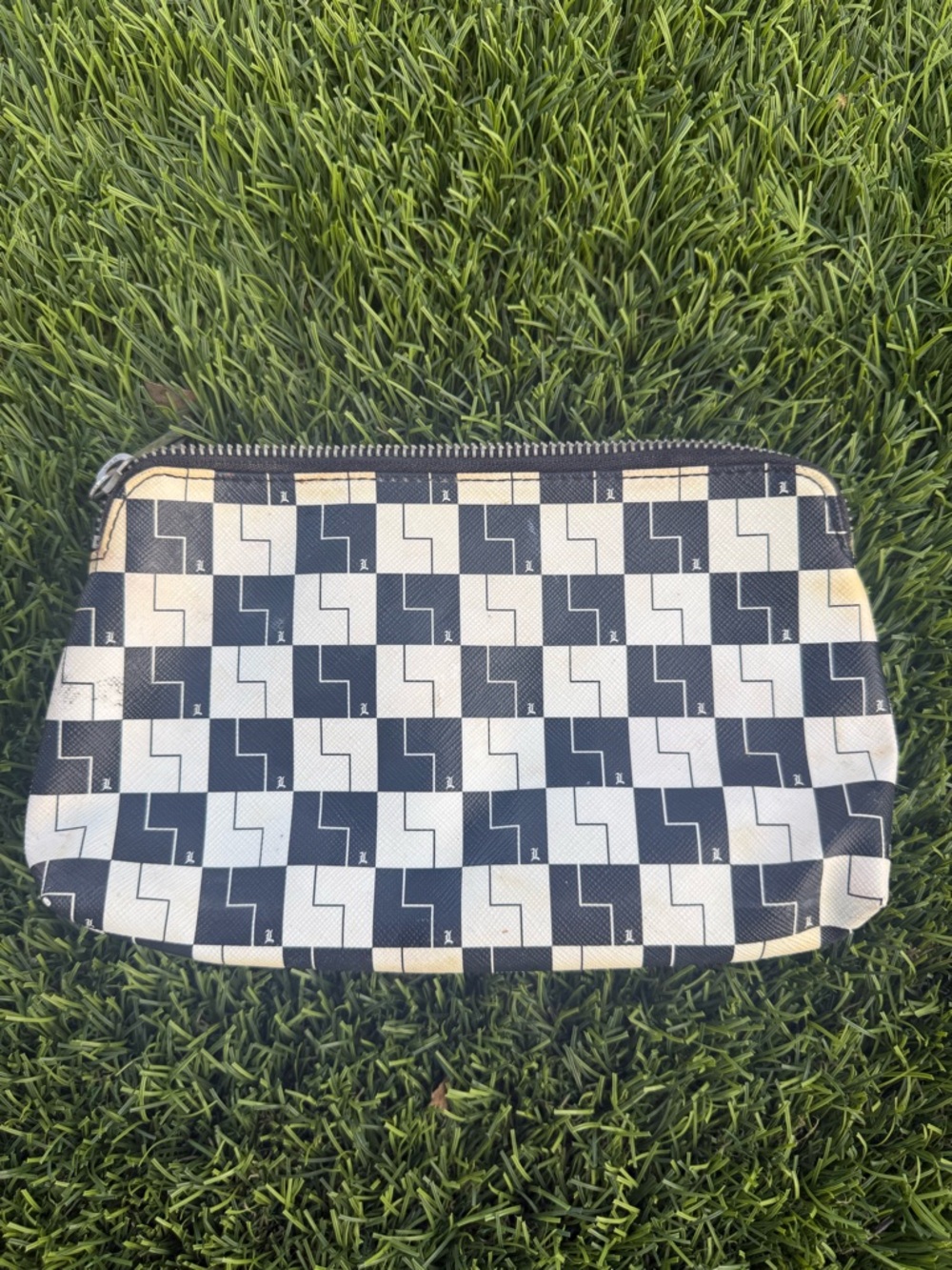 L.A.M.B. Black and White Geometric Cosmetic Pouch - Picture 2 of 3